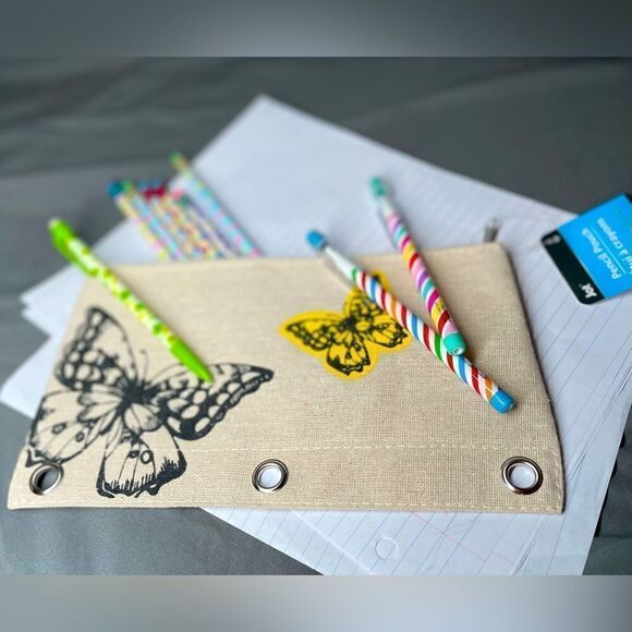 “Spring Into Action” 10 NEW Pencil Bundle &  Butterfly Case - Picture 1 of 4